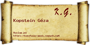 Kopstein Géza névjegykártya
